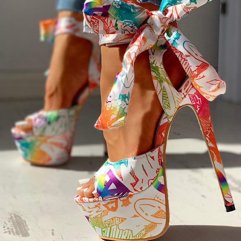 Women's Platform Ankle-wrap High Heels