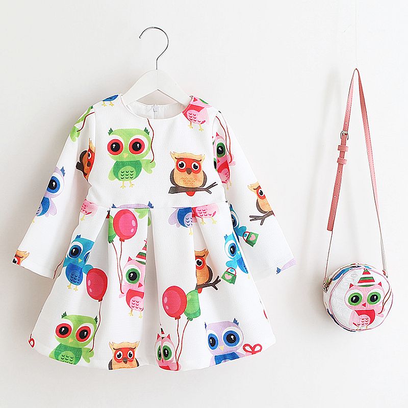 Girl's Long Sleeve Dress with Bag