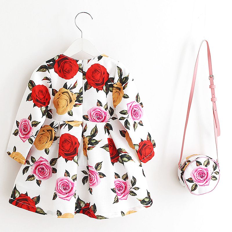 Girl's Long Sleeve Dress with Bag