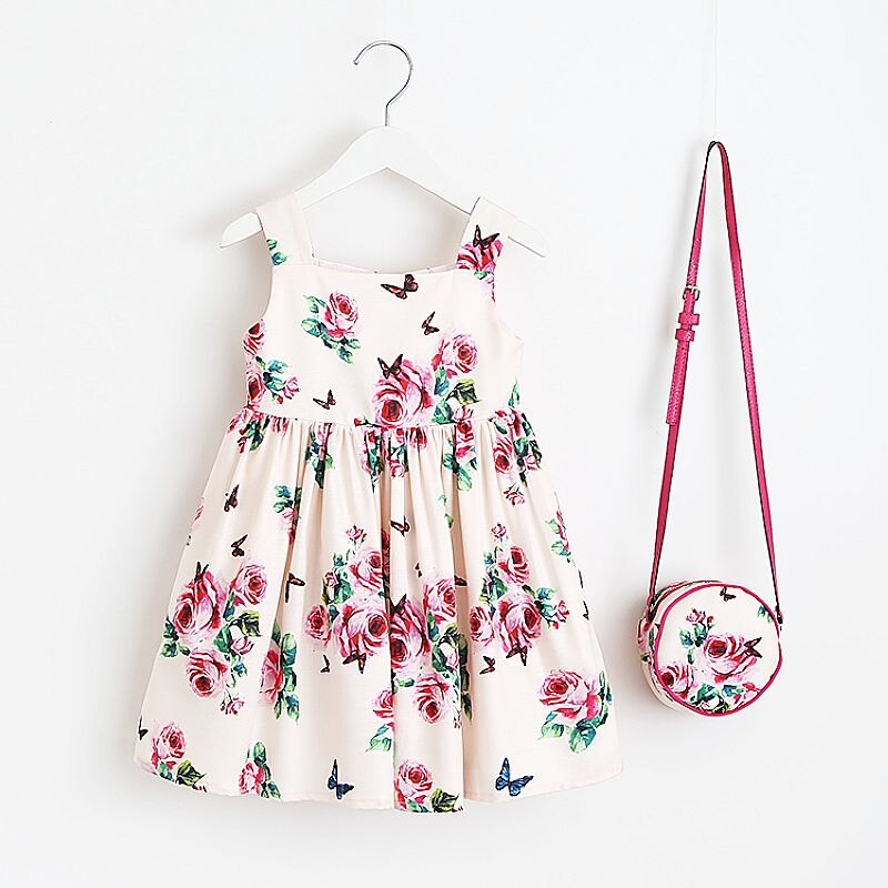 Girl's Long Sleeve Dress with Bag