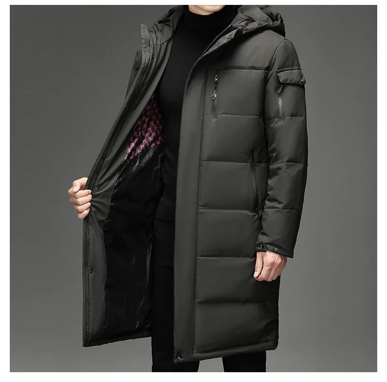 Men's Hooded Long Winter Coat Thick Warm Down Parka Jacket