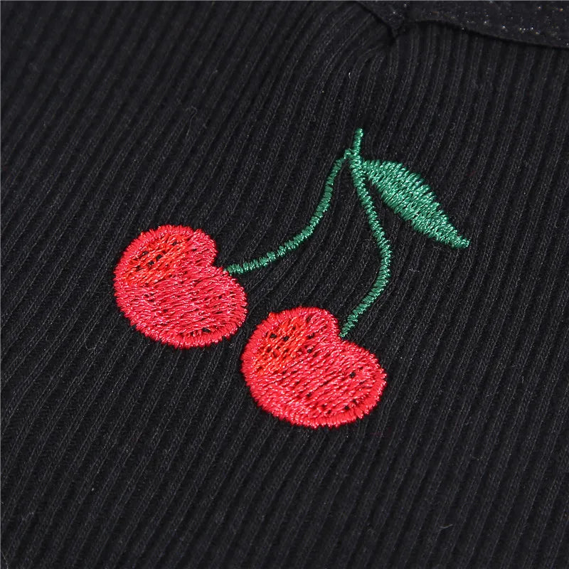 Women's Fruit Embroidery Thongs Cotton T-back Underpants G-string V Waist Underwear Bikini Lingerie