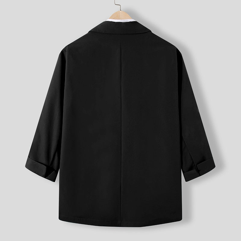 Men's Lapel 3/4 Sleeve One Button Blazer S-5XL