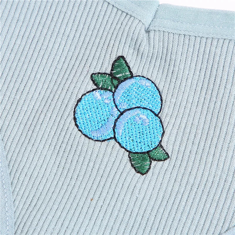 Women's Fruit Embroidery Thongs Cotton T-back Underpants G-string V Waist Underwear Bikini Lingerie
