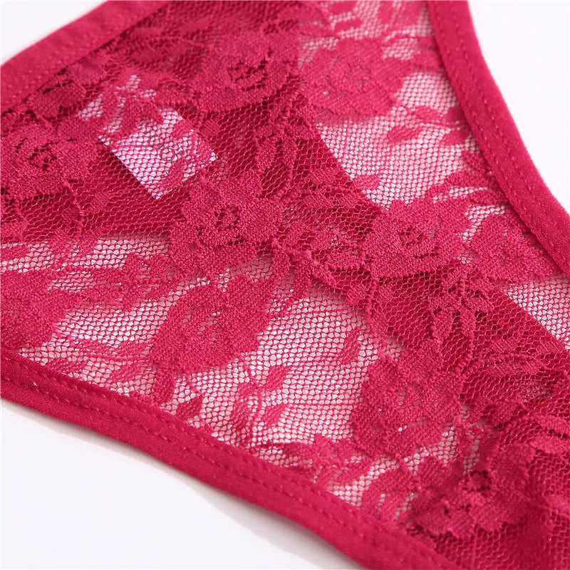 Women's Lace Thongs Low Waist T-Back Underwear Lace G-string Underpants Lingerie