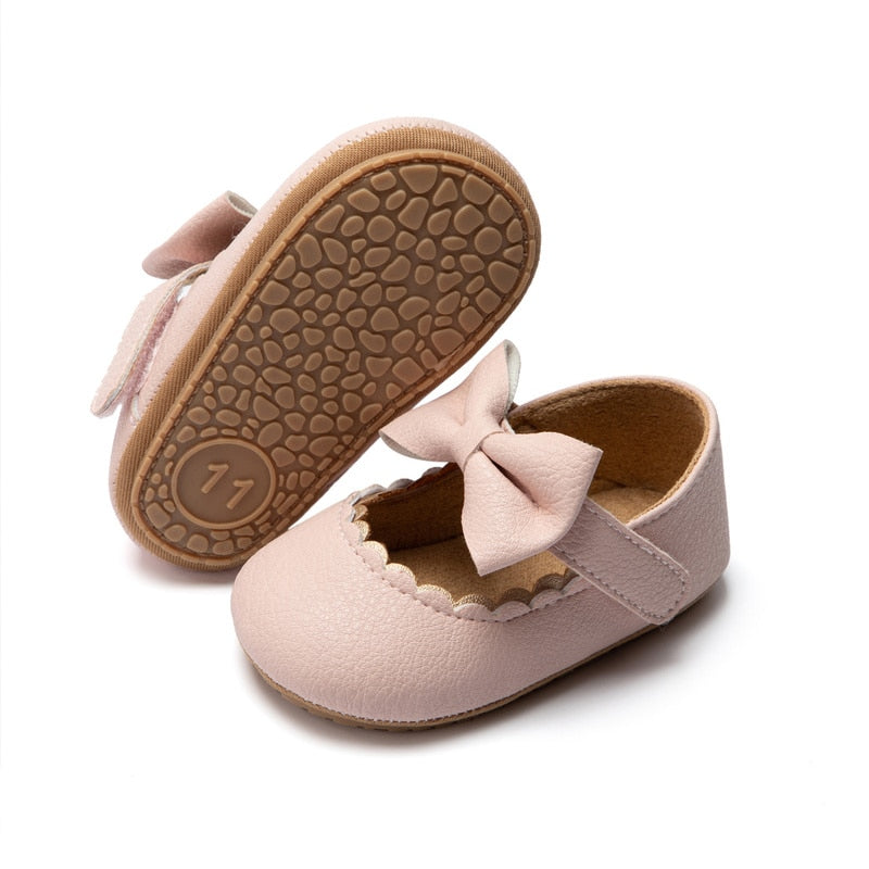 Baby, Toddler Bowknot Non-slip Rubber Soft-Sole Flat PU Shoes