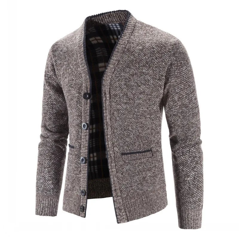 Men's Knitted Cardigan Sweater Coat - Winter Thicker Slim Fit Jacket