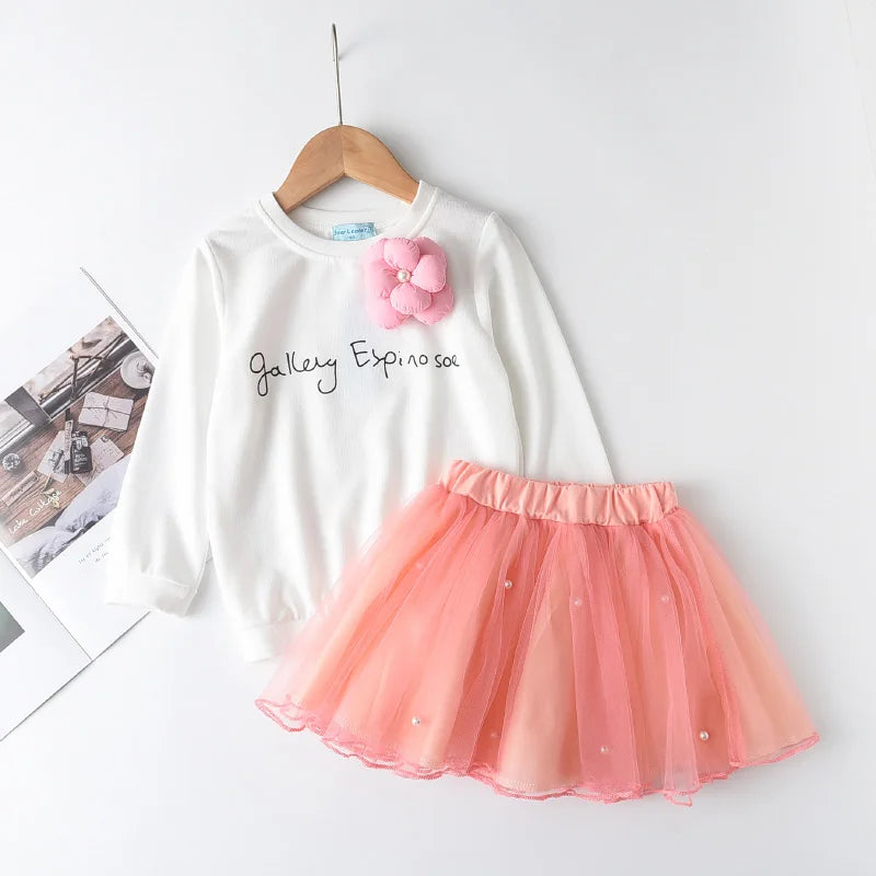 Girl's Long Sleeve Plaid Set - Top and Pant 2pcs Outfit