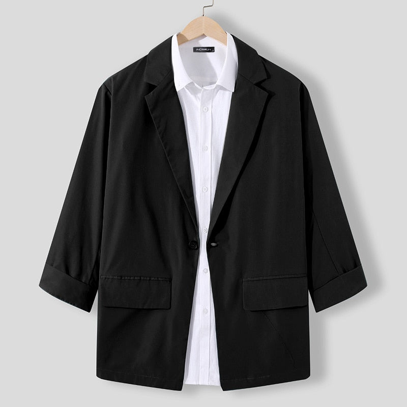 Men's Lapel 3/4 Sleeve One Button Blazer S-5XL