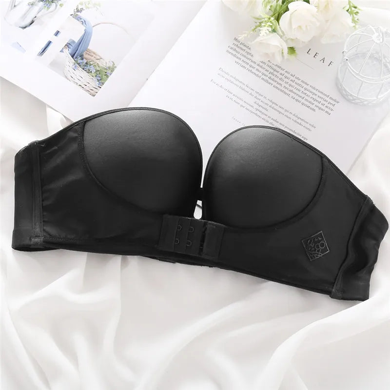 Front Closure Push Up Bra - Women Brassiere Strapless Seamless Bralette ABC Cup