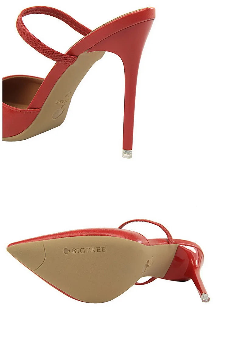 Women's Summer High Heels Slippers PU Heeled Stiletto Shoes