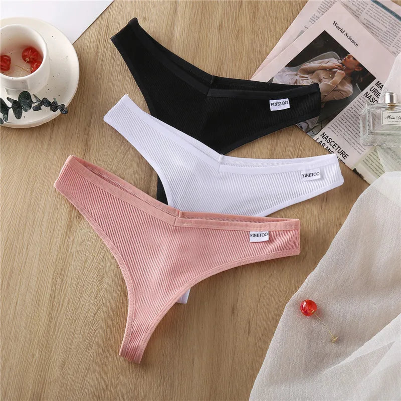Women's Fruit Embroidery Thongs Cotton T-back Underpants G-string V Waist Underwear Bikini Lingerie