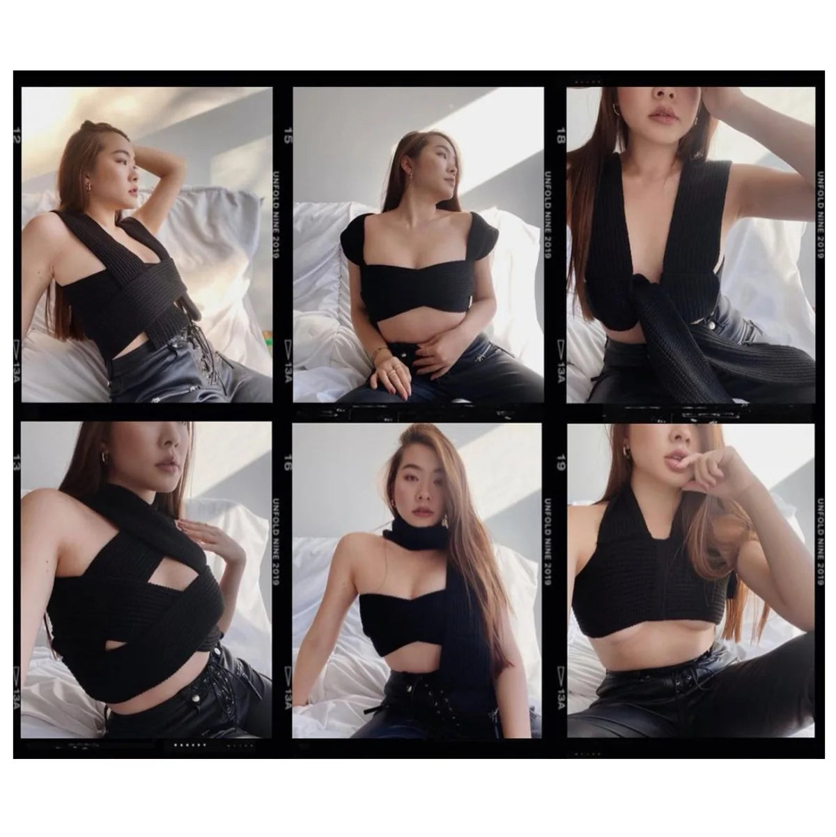 Women's Fall Winter Knitted Crop Top Sleeveless Pullover Bandage Sweater