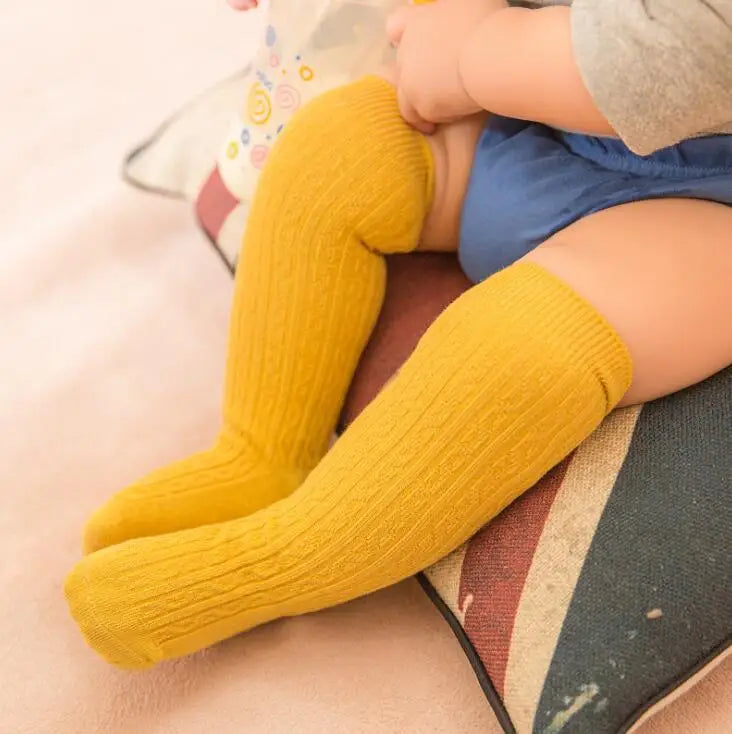 Infant & Toddler Knee High Socks - Solid Knit Leg Warmers (0-3 Years)