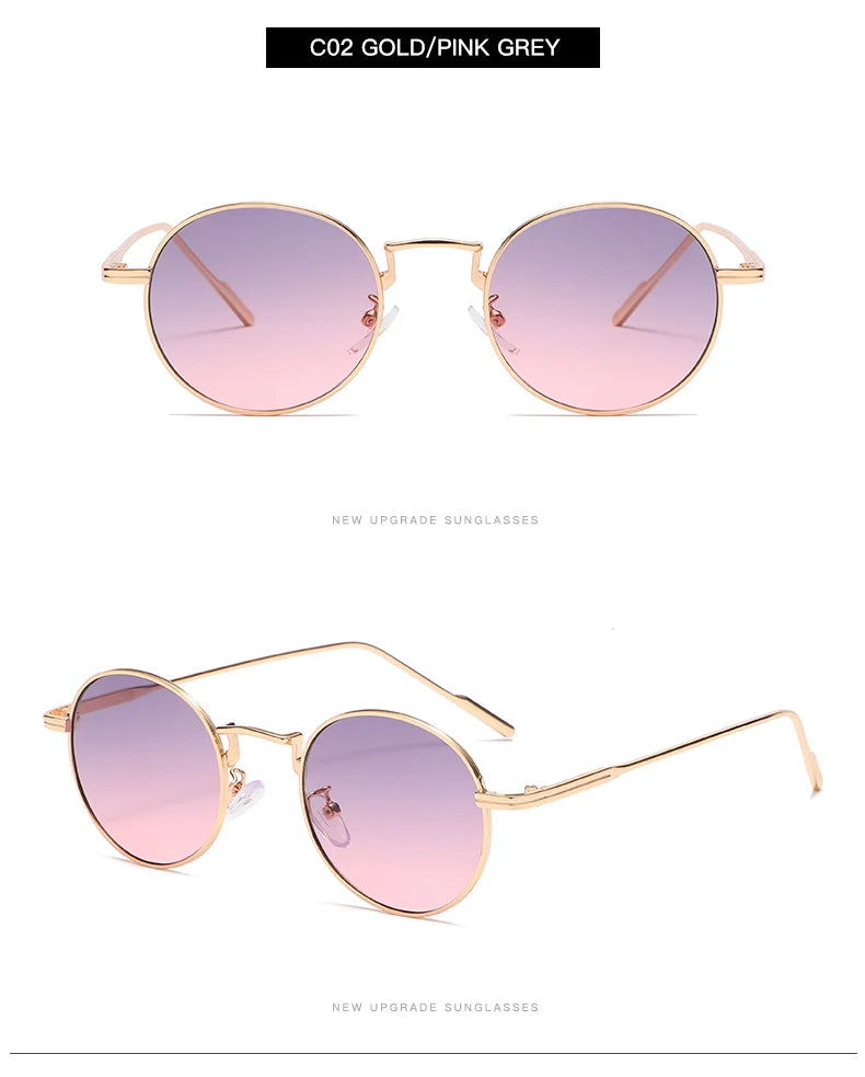 Fashion Round Vintage Sunglasses - Gradient Retro Alloy Unisex Eyewear