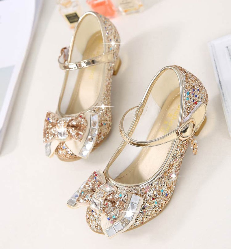Girls Flower Glitter Butterfly Knot Shoes