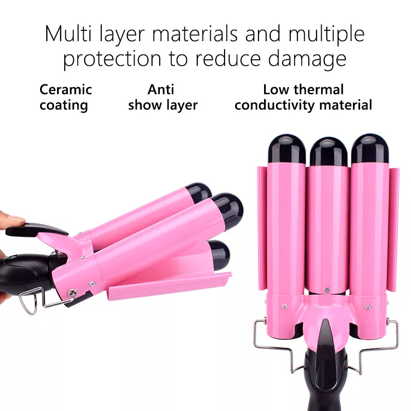 Iron Ceramic Triple Barrel Hair Curler