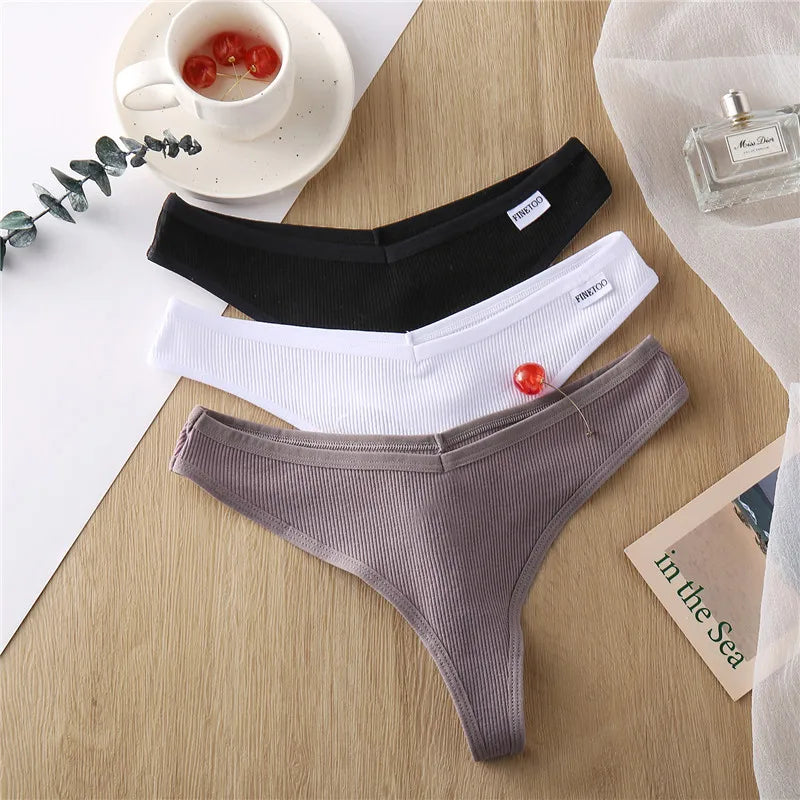 Women's Fruit Embroidery Thongs Cotton T-back Underpants G-string V Waist Underwear Bikini Lingerie