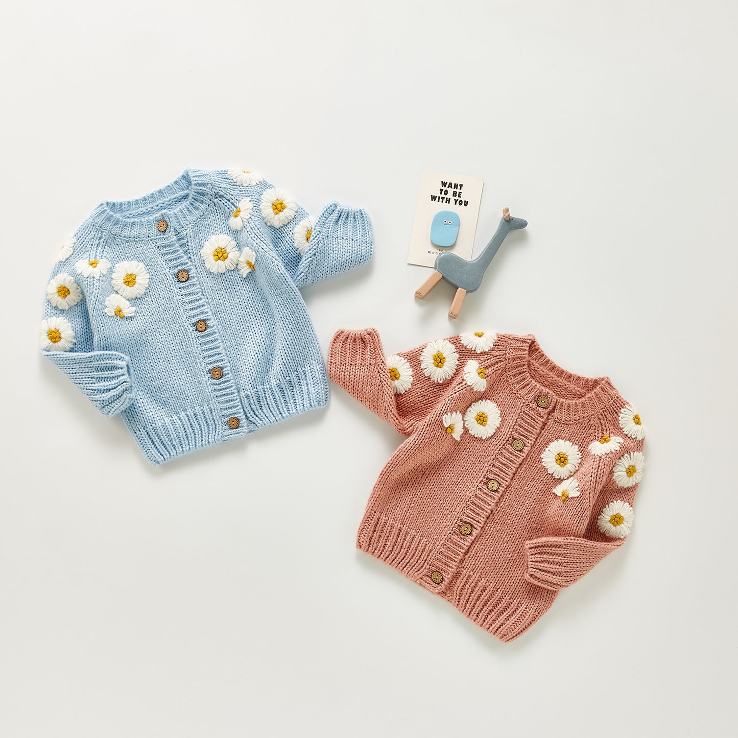 0-24M Baby Girls Sweater Cardigan - Long Sleeve Single Breasted Flowers Knit Jacket