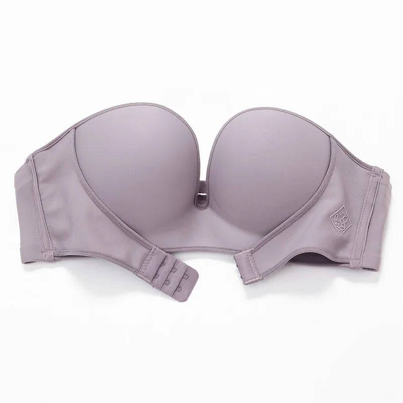 Front Closure Push Up Bra - Women Brassiere Strapless Seamless Bralette ABC Cup