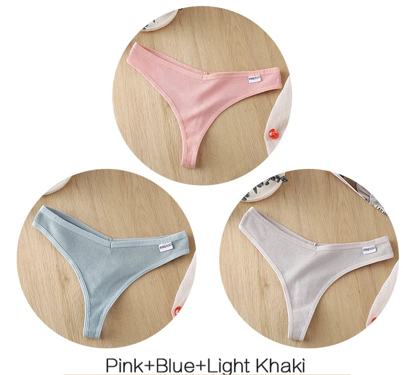 Women's Fruit Embroidery Thongs Cotton T-back Underpants G-string V Waist Underwear Bikini Lingerie