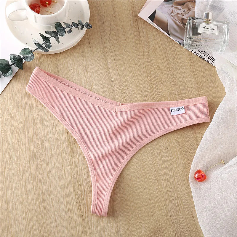 Women's Fruit Embroidery Thongs Cotton T-back Underpants G-string V Waist Underwear Bikini Lingerie