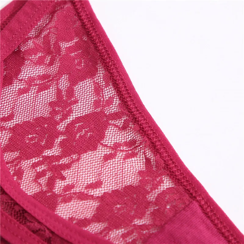 Women's Lace Thongs Low Waist T-Back Underwear Lace G-string Underpants Lingerie