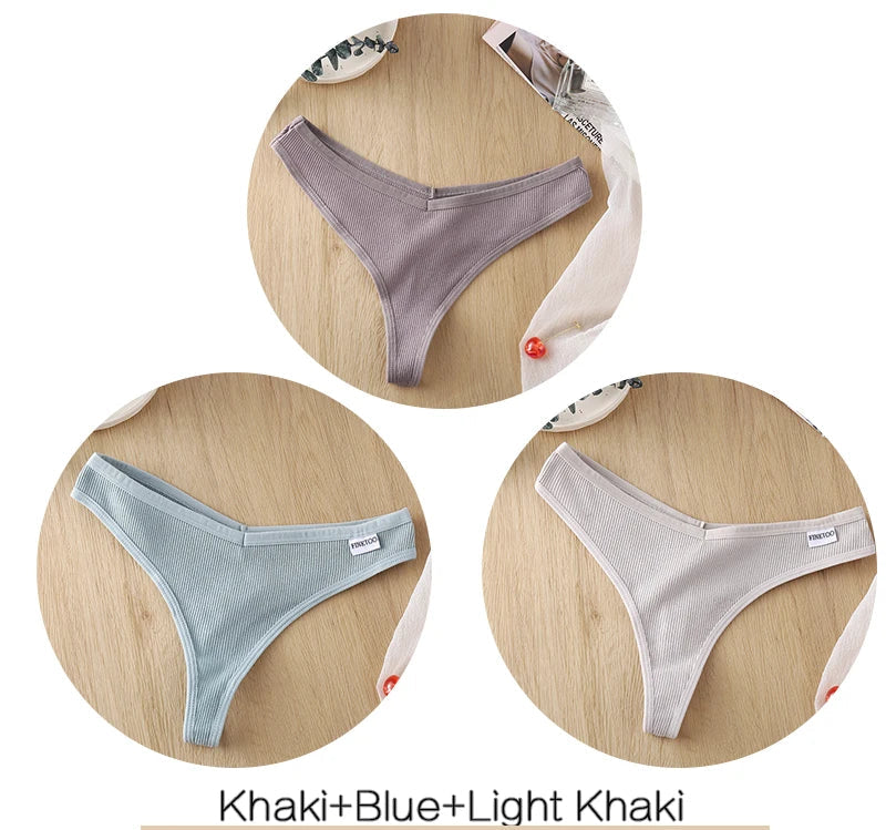 Women's Fruit Embroidery Thongs Cotton T-back Underpants G-string V Waist Underwear Bikini Lingerie