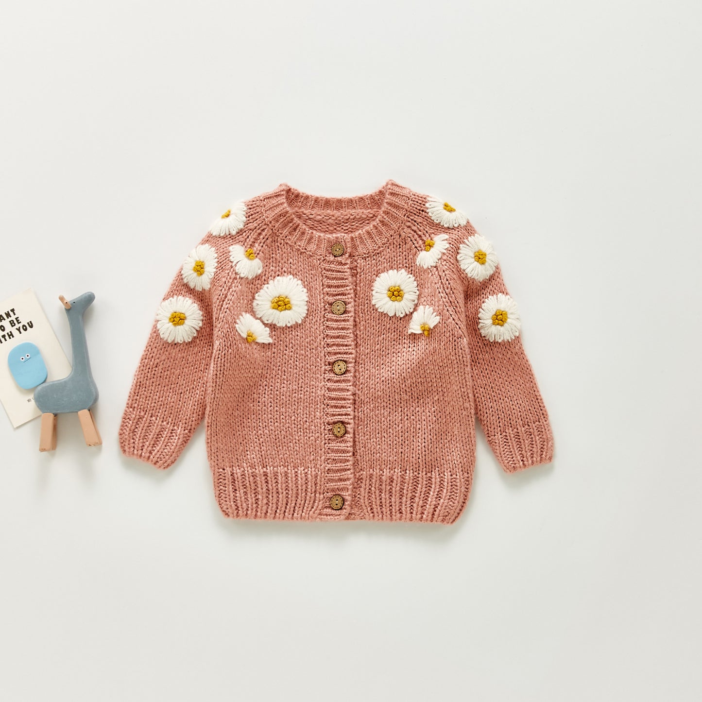0-24M Baby Girls Sweater Cardigan - Long Sleeve Single Breasted Flowers Knit Jacket