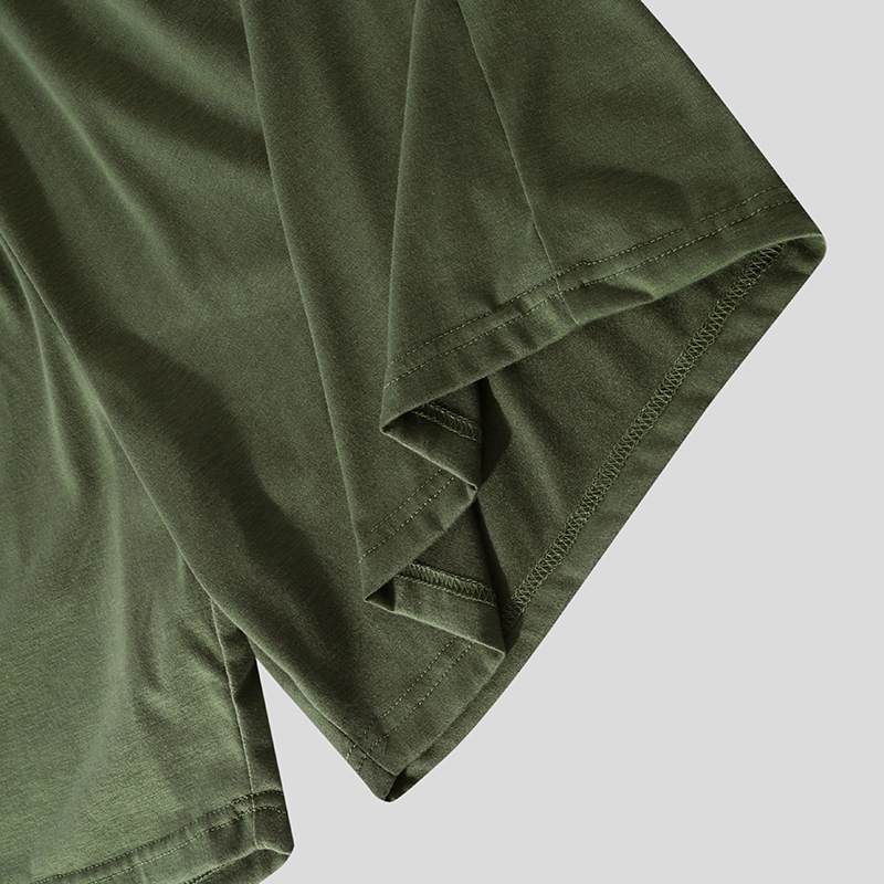 Men's Round Neck Half Sleeve T Shirt and Elastic Waist Shorts Set