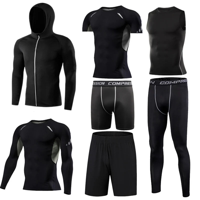 Men's Running Compression Quick Dry Fitness Tight Sportswear Gym Sport Short Sleeve Shirt