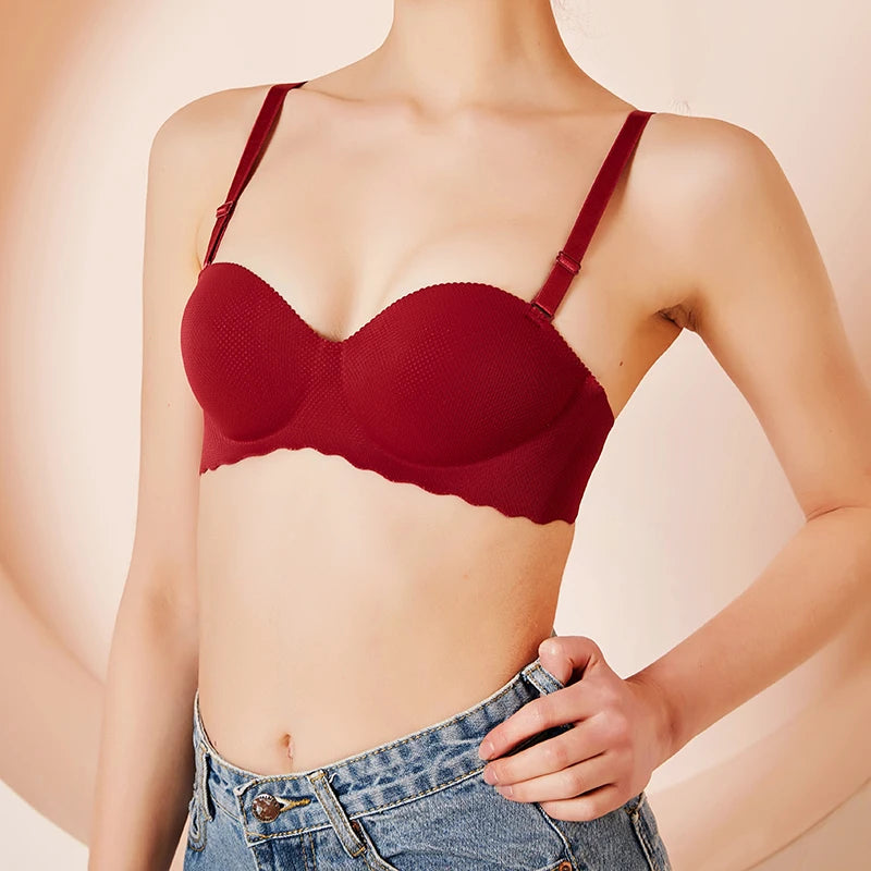Women's A B Cup Push Up Bra 1/2 Cup Bra Soft Wireless Bralette Breathable Bras