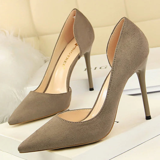 Women's Pointed Toe Stiletto High Heels Suede Heels 10.5cm
