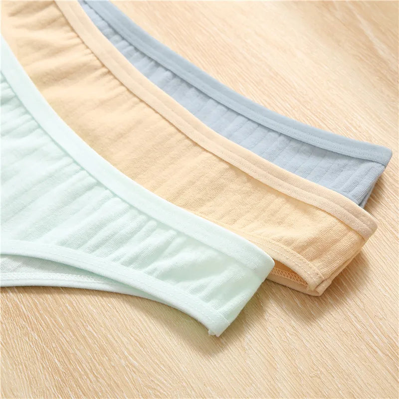 Women's Cotton Thongs 3Pcs/set Soft T-back Underpants S-XL G-string Underwear Low Waist Cotton Panty Lingerie