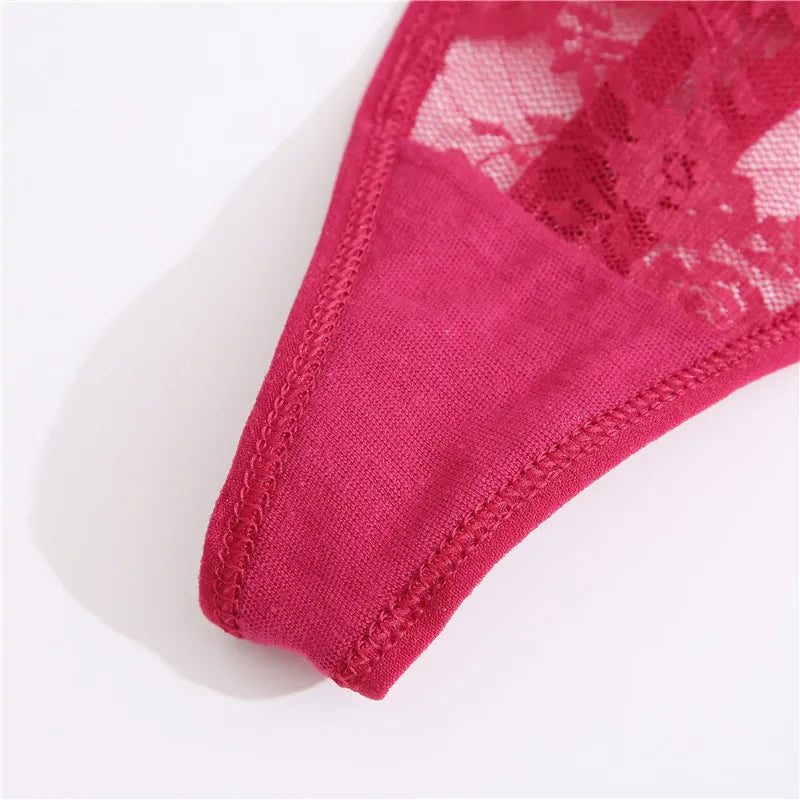 Women's Lace Thongs Low Waist T-Back Underwear Lace G-string Underpants Lingerie
