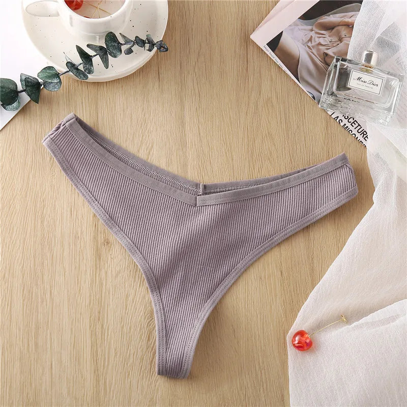 Women's Fruit Embroidery Thongs Cotton T-back Underpants G-string V Waist Underwear Bikini Lingerie