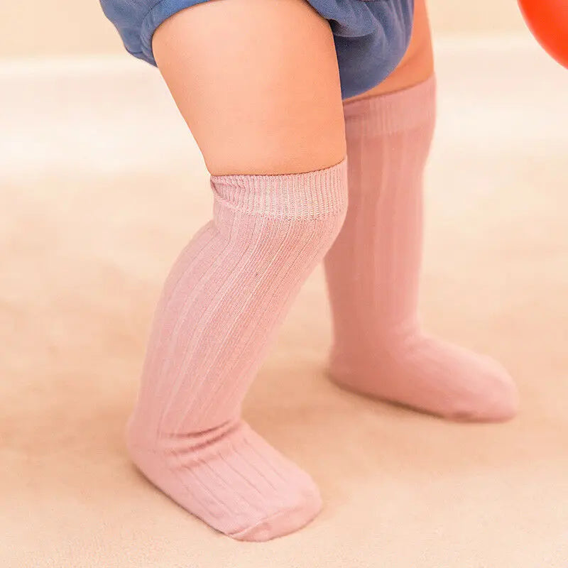 Infant & Toddler Knee High Socks - Solid Knit Leg Warmers (0-3 Years)