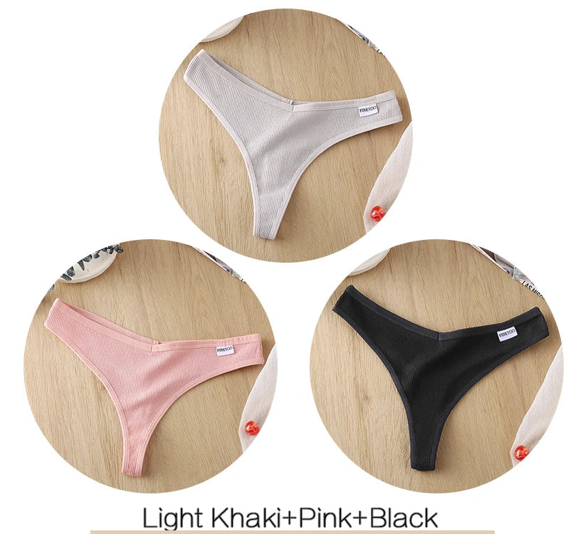 Women's Fruit Embroidery Thongs Cotton T-back Underpants G-string V Waist Underwear Bikini Lingerie