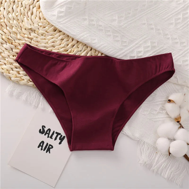 4PCS/Set Women's Cotton Briefs Low Waist Underpants Elasticity Comfortable Underwear Panties Lingerie