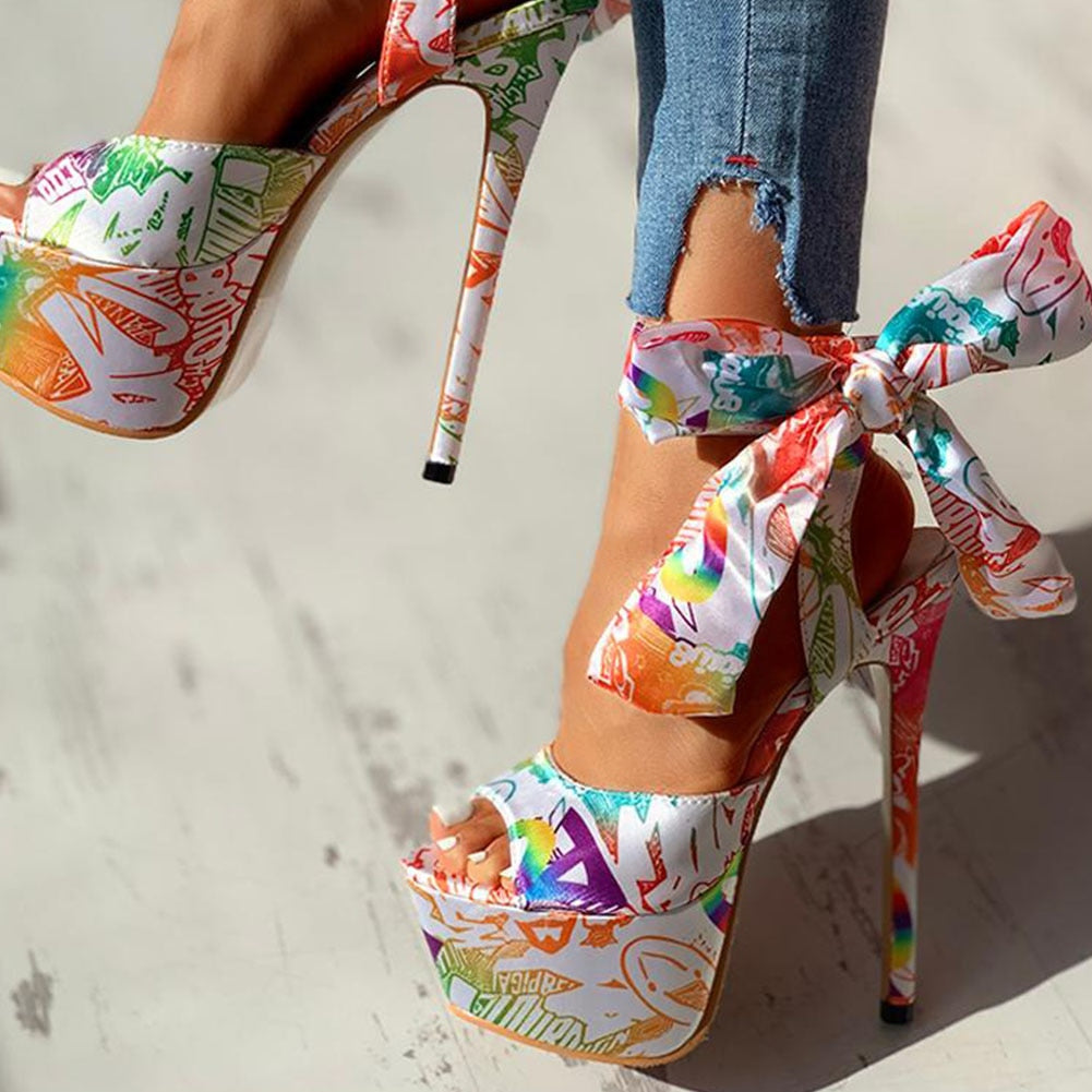 Women's Platform Ankle-wrap High Heels