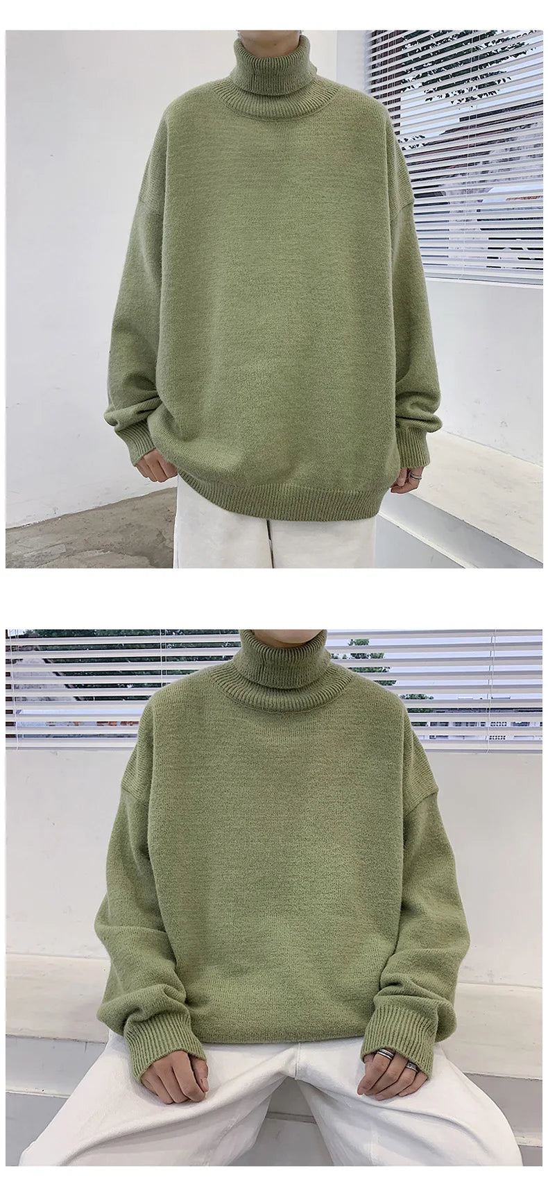 Men's Pullover Knitted Warm Turtleneck Sweater