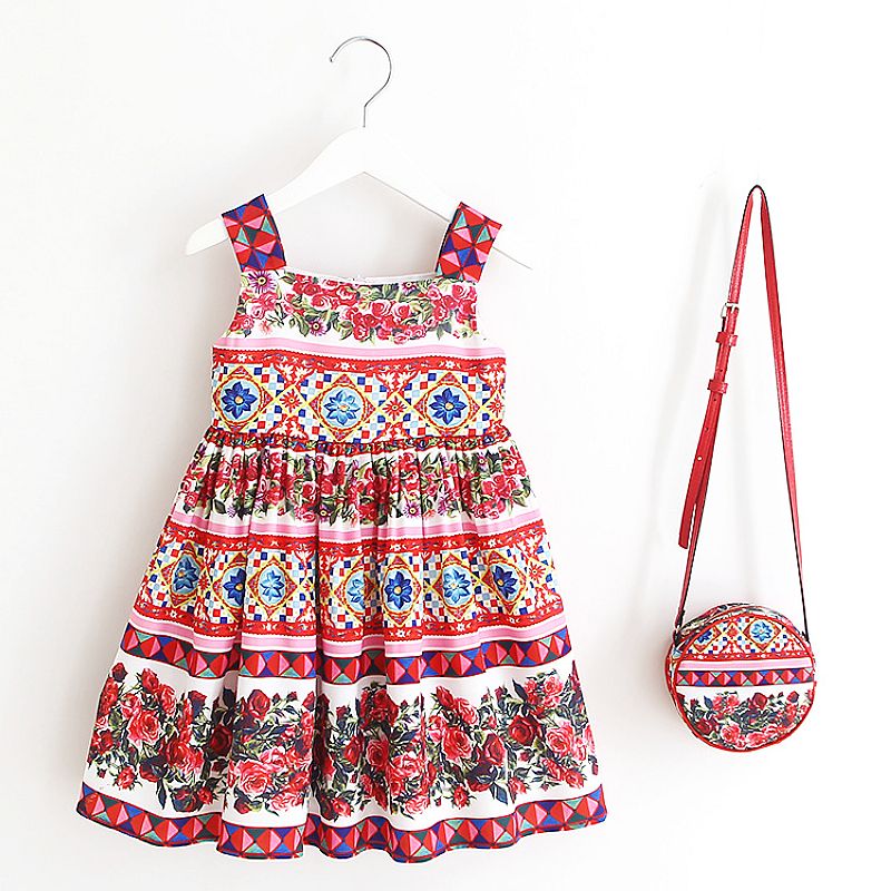 Girl's Long Sleeve Dress with Bag