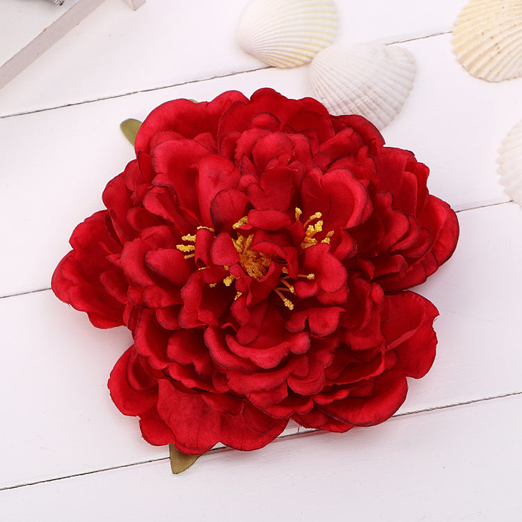 Cloth Art Peony Flower Brooch - Fabric Lapel Pin for Women