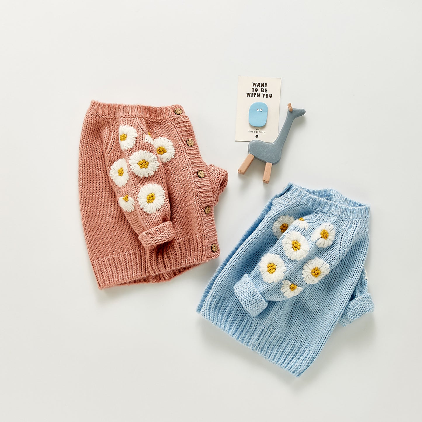 0-24M Baby Girls Sweater Cardigan - Long Sleeve Single Breasted Flowers Knit Jacket