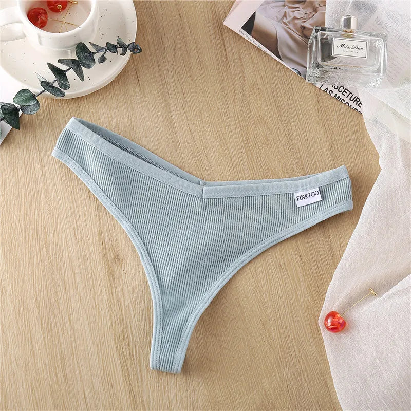 Women's Fruit Embroidery Thongs Cotton T-back Underpants G-string V Waist Underwear Bikini Lingerie