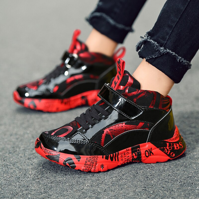 Children's Mirror PU Sneakers