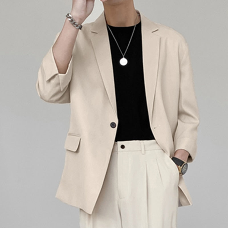 Men's Lapel 3/4 Sleeve One Button Blazer S-5XL
