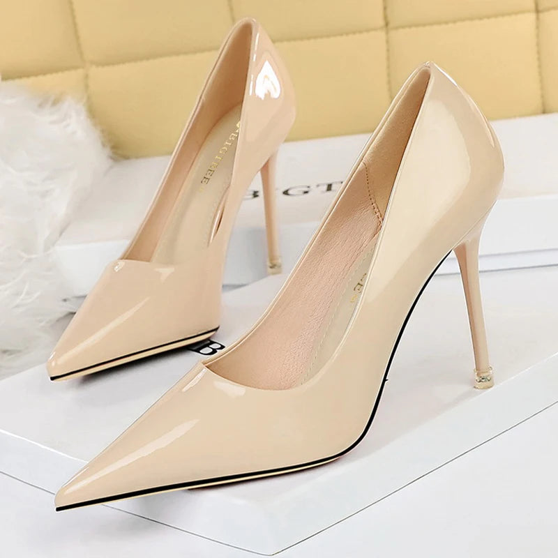 Women's Pumps Patent Leather Shoes Stiletto Heels