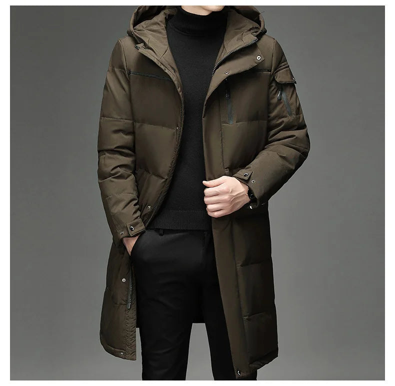 Men's Hooded Long Winter Coat Thick Warm Down Parka Jacket