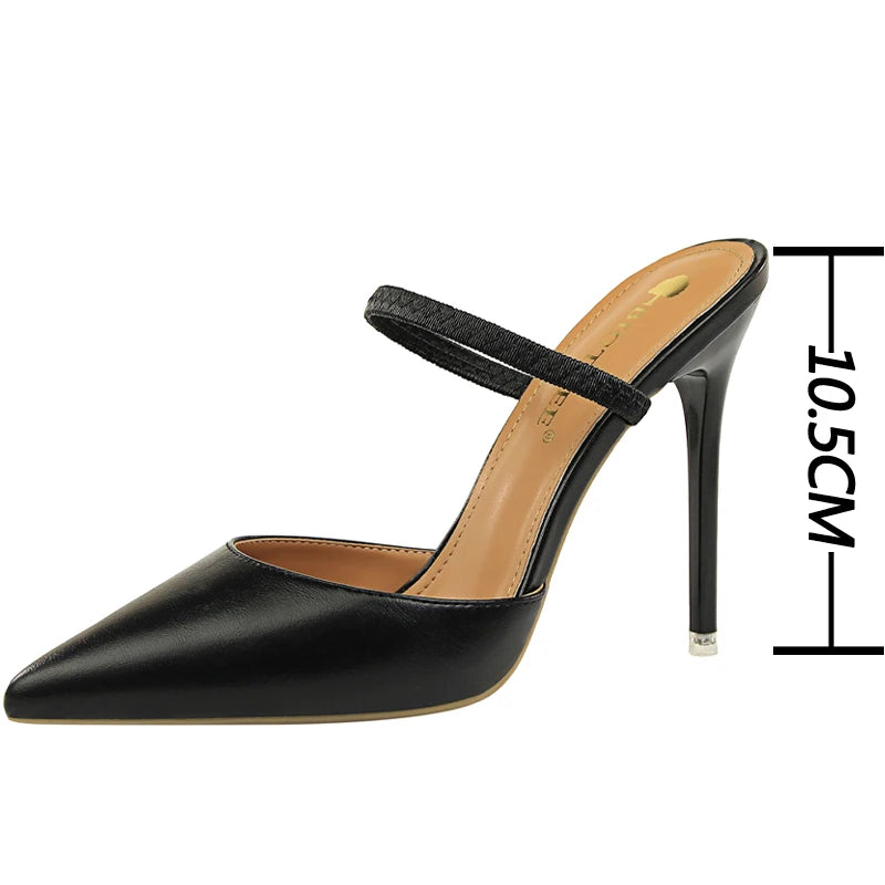 Women's Summer High Heels Slippers PU Heeled Stiletto Shoes